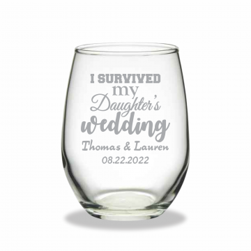 I Survived | Personalized 15oz Stemless Wine Glass